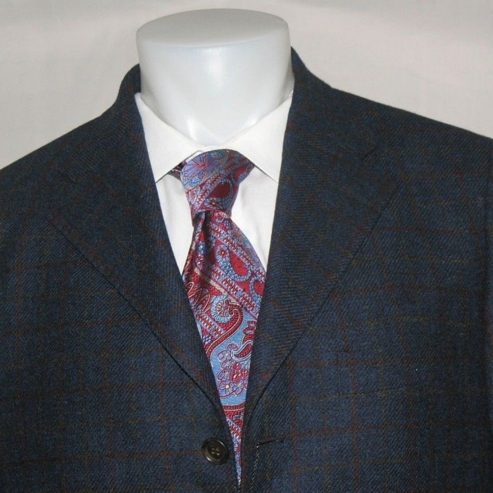 Cuseri Bottoli Blue Plaid Flannel Weight Three Bu… - image 2